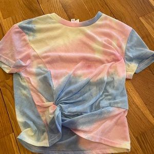 SUPERDOWN tie dye knot cropped tee